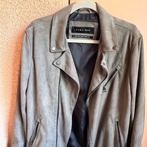 Gray Suede Biker Jacket From Zara